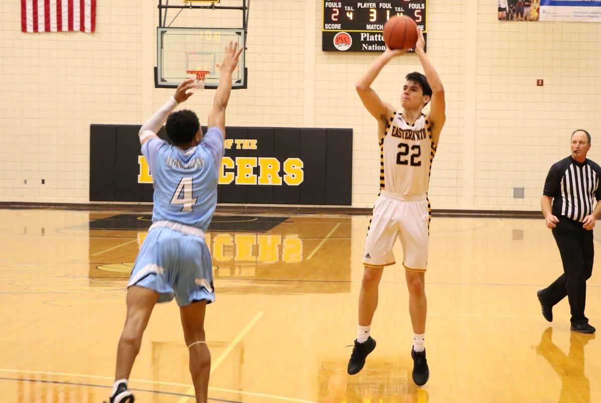 Sophomore guard Sam Tiley shoots a 3-pointer during Wednesday night's home game against Gillette.